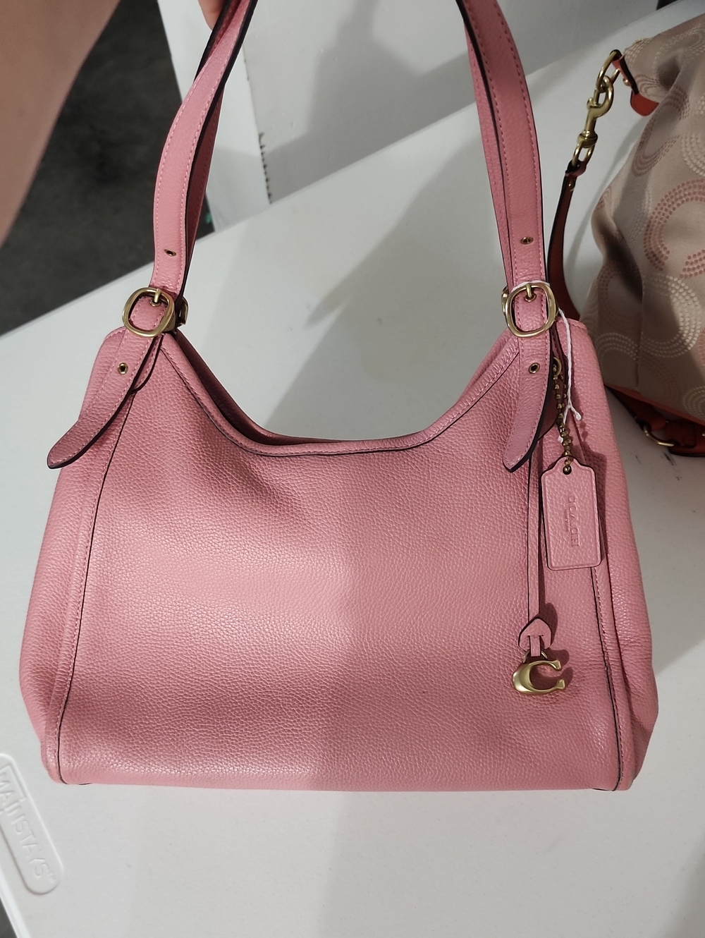 Coach Polished Pebble Leather Shoulder Bag in Pink
